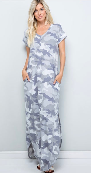 chinese dress ladies Camo Pocketed Maxi Dress – Personality Collections, LLC