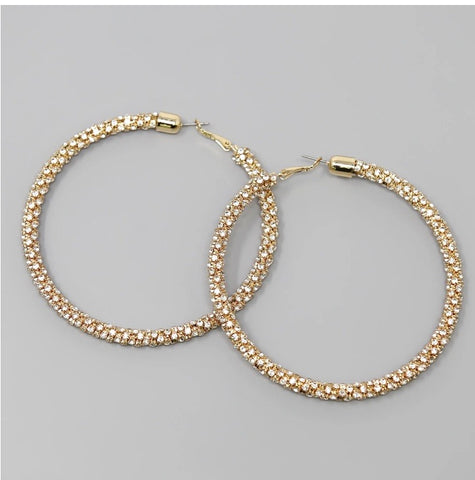 Rhinestone Wrapped Hoop Earrings