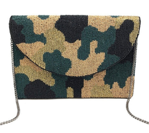 Camo Beaded Clutch