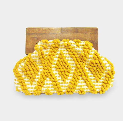 Mustard Woven Wood Handle Clutch (More Colors)