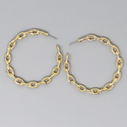 Gold Chain Link Hoop Earrings