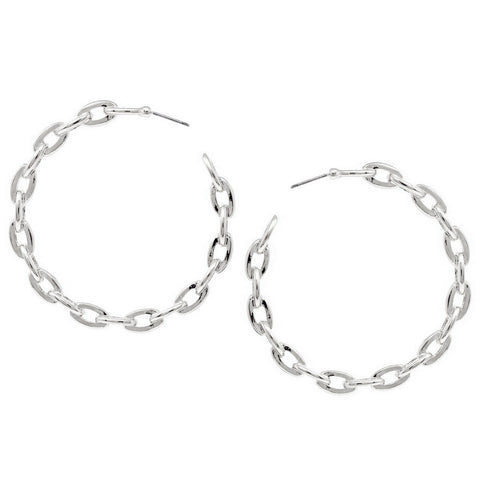 Silver Chain Link Hoop Earrings