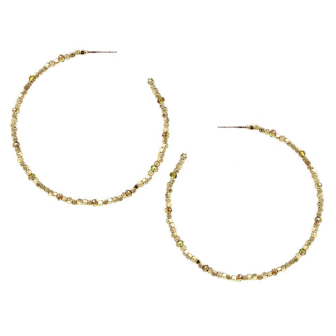 Metal Nugget Beaded Hoop Earrings