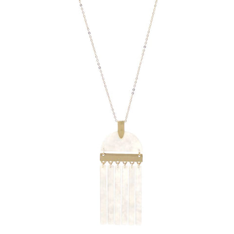 Geo Acetate Bar Fringe Pendant Necklace