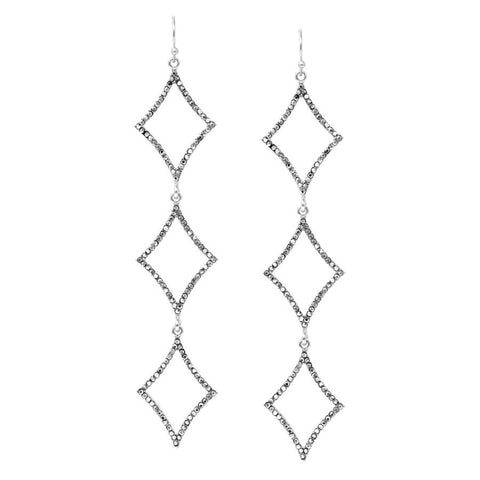 Marlow Diamond Shape Glass Stone Pave Drop Earrings