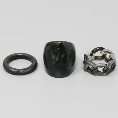 Smoke Lucite and Link Ring Set