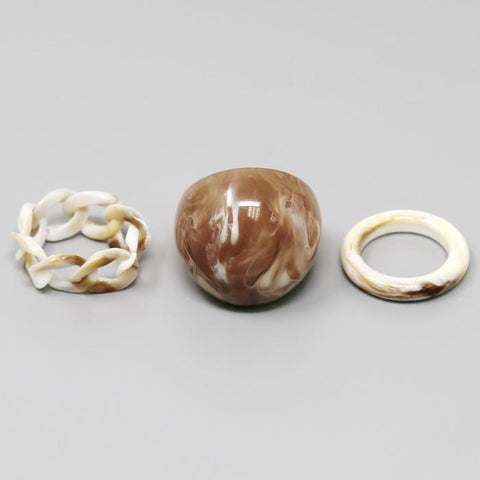 Cocoa Lucite Link Ring Set