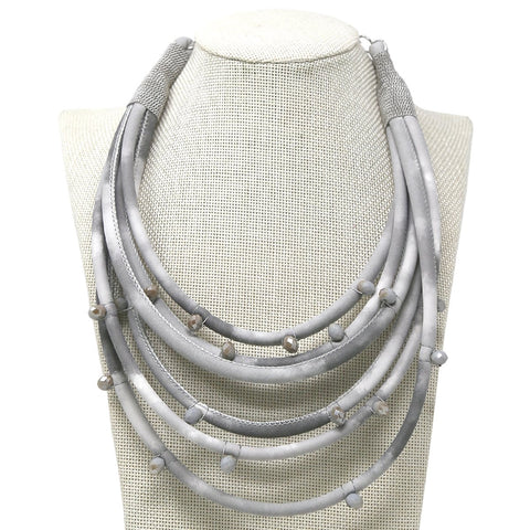 Faux Leather Multi-Layered Necklace