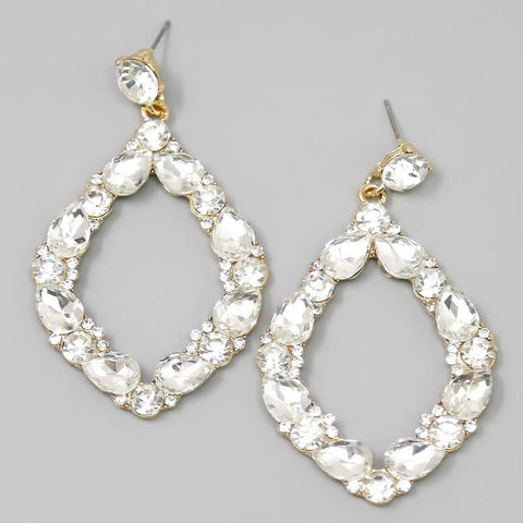 Glass Stone Pave Statement Earrings