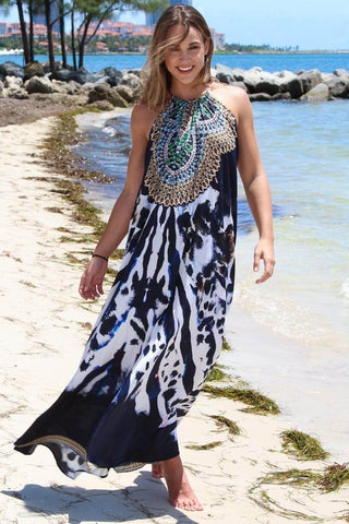 Get On the Wild Side Beaded Maxi Dress