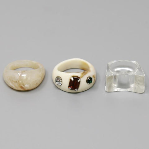 Lucite Jeweled Ring Set